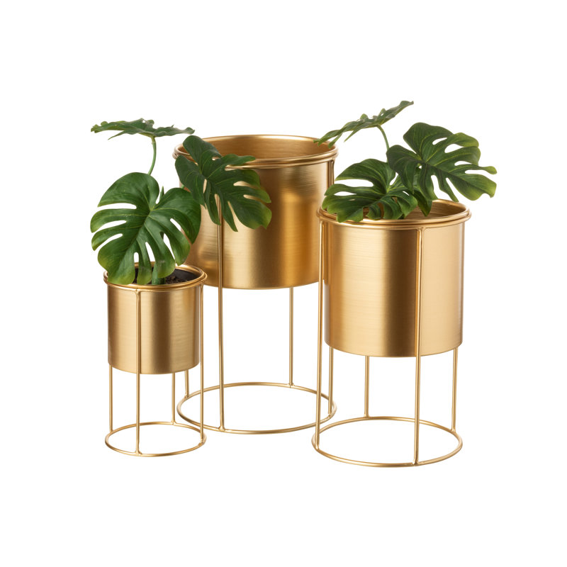 Artressia Metal Pot Planter, 30.5cm H x 18.5cm W x 18.5cm D, Gold