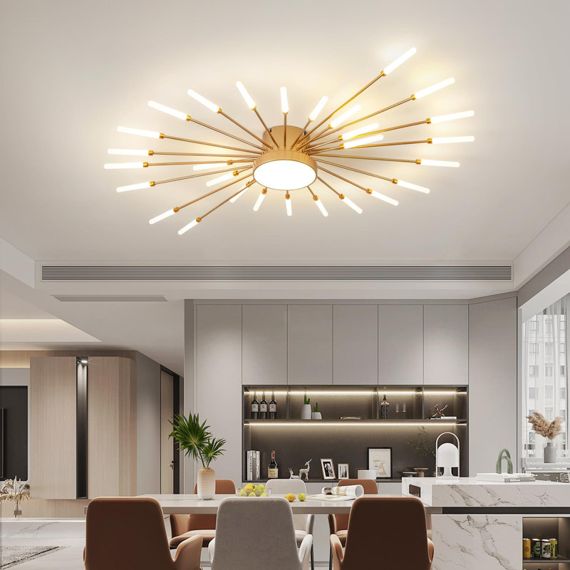 Modern Ceiling Light, 28+1 Lights Metal Firework Designed Chic Led Lighting Fixture (Gold And Dark Gold)