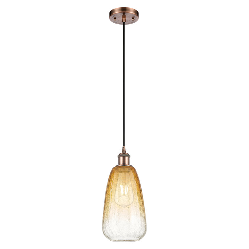 Mini-luminaire suspendu à cordon 1 lumière 6 "Ballston - Laken, Ambre, Cuivre antique