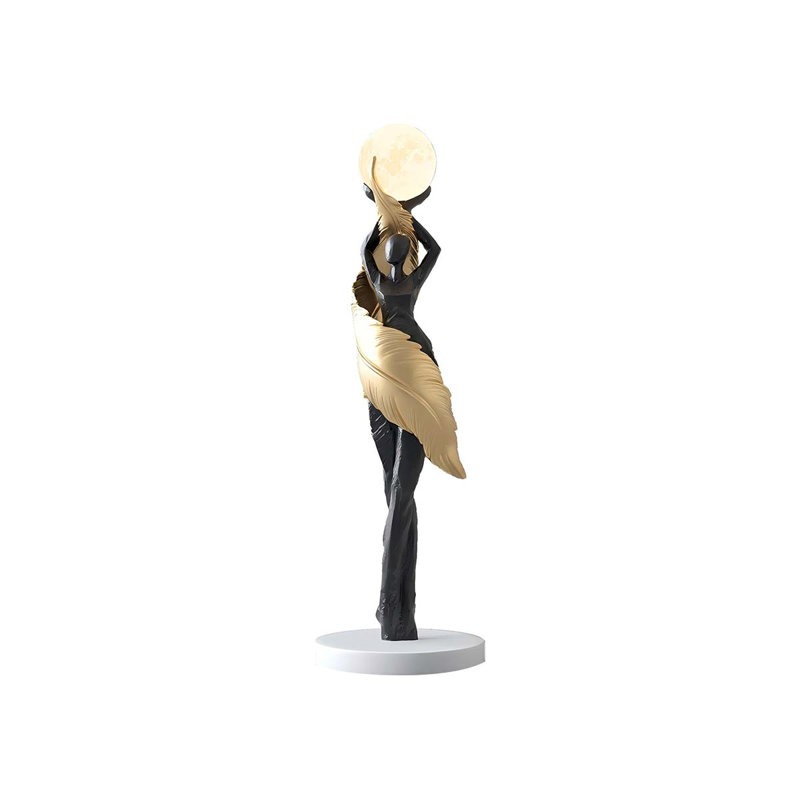 33.46"Large abstract black and gold floor sculpture, White/Black/Gold