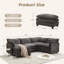 Canapé d'angle modulaire en L gris foncé avec repose-pieds amovible surdimensionné en chenille gris foncé-132143599