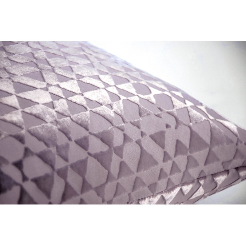 Triangles Square Velvet Pillow Cover & Insert, Thistle, 18" x 18"