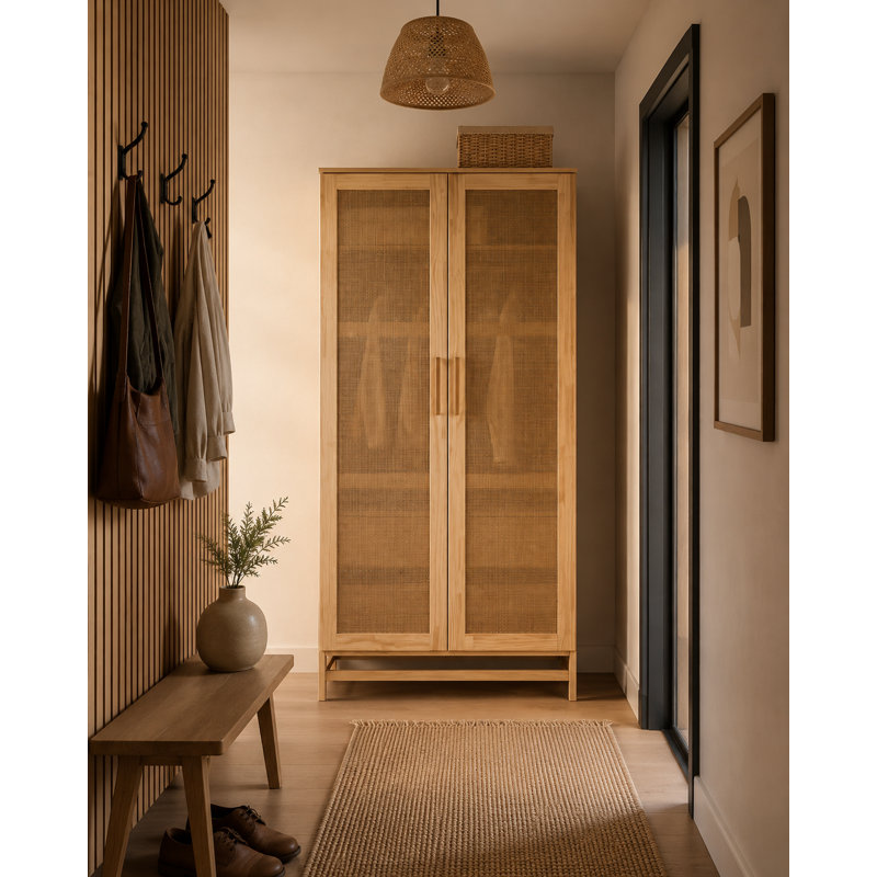 Portes d'armoire en bois massif Albertha, Naturel