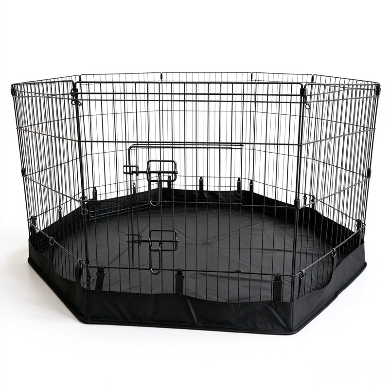 600D Oxford Fabric and Metal Foldable Puppy Playpen with Pad and Door, 8 Panels 24 in. H – Indoor and Outdoor