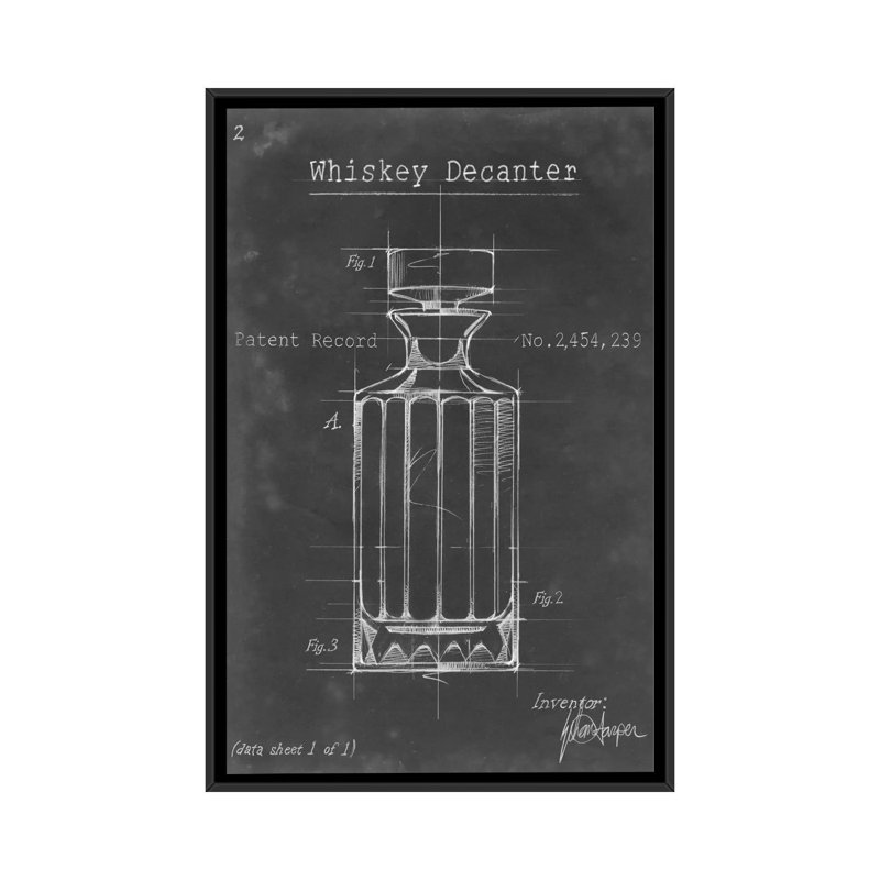 «Barware Blueprint VII», impression sur toile, H 26 po x l 18 po x P 1,5 po, Toile avec cadre noir