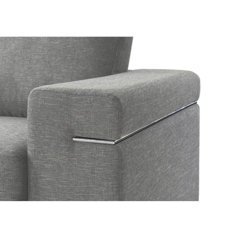 Chaise avec accoudoirs en tissu tissé, Tissu gris pâle