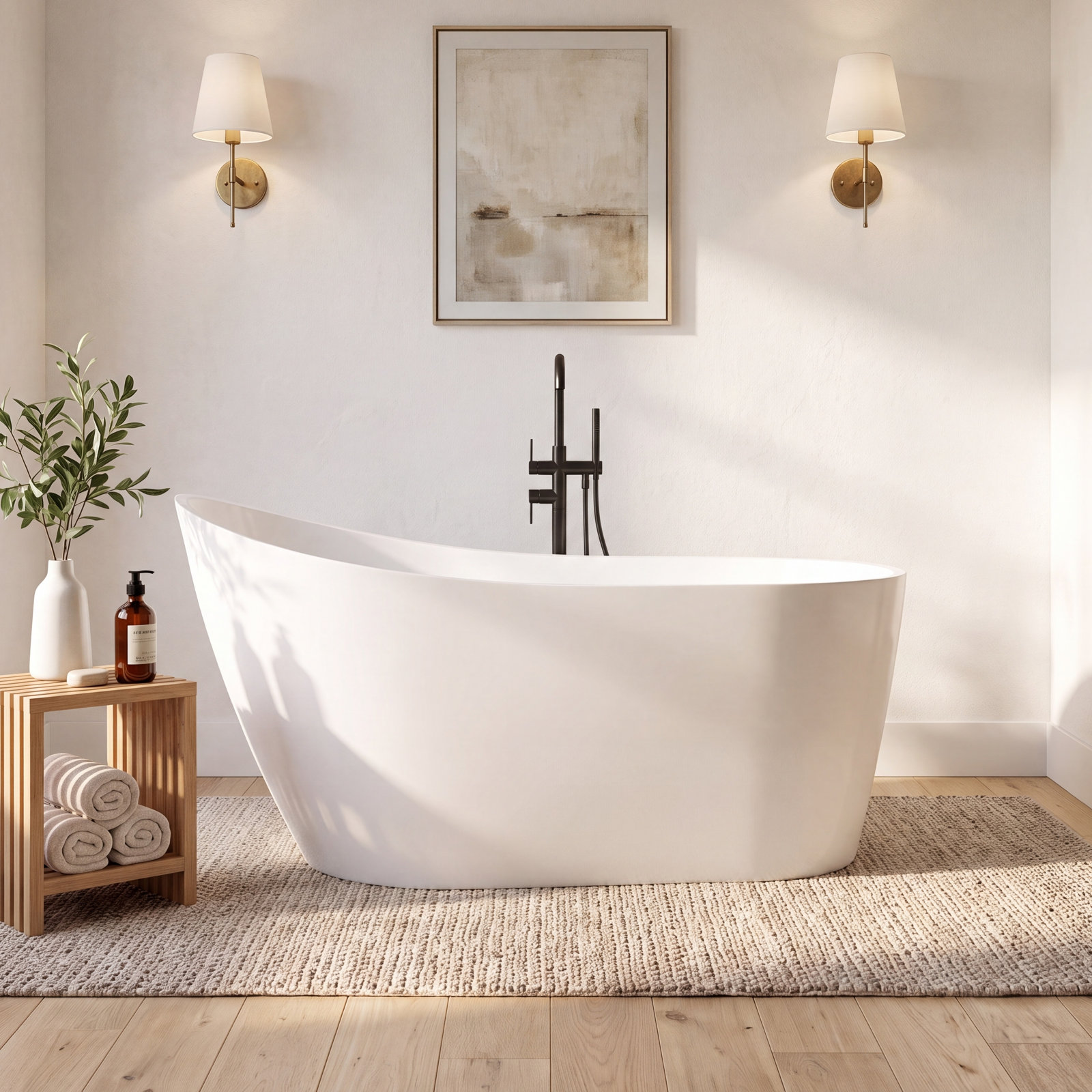 Tidal 59" Freestanding Soaking Acrylic Bathtub
