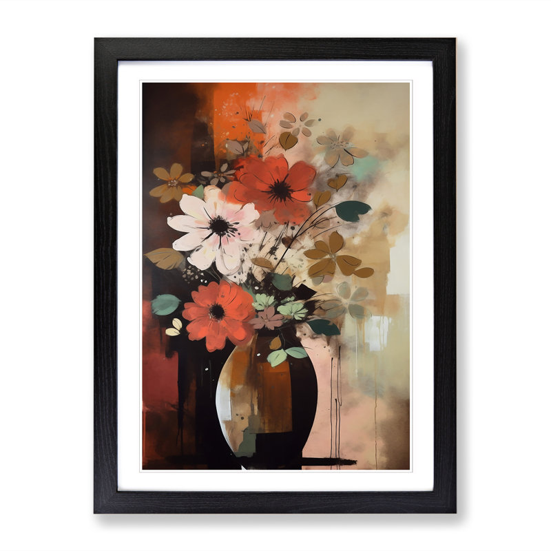 Nomi Mid Century Flowers Vol.4 - Picture Frame Print, 46cm H x 34cm W x 2cm D, Walnut