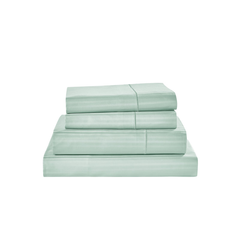 Ensemble de draps 100% coton à longues fibres 500 fils Kathy Ireland Heirloom (4 pièces), Vert granite