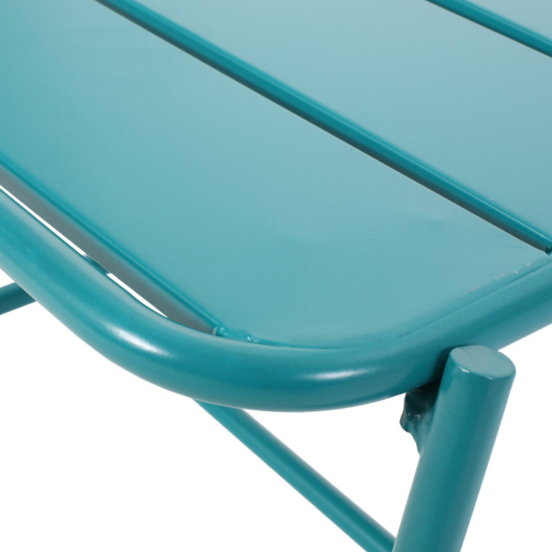 Matte Teal Side Table, Creating A Cozy Outdoor Iron Atmosphere Table For Wonderful Experience