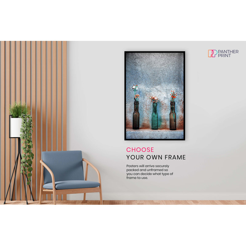 Red And White Flowers In Vases - No Frame Print, 31cm H x 20cm W