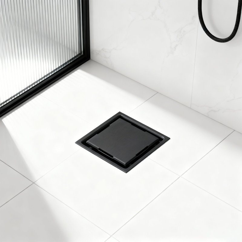 Drain de douche 6 "en acier inoxydable AISI 304 avec panneau de carrelage 2-en-1 avec pieds réglables, drain de plancher dans la salle de bain