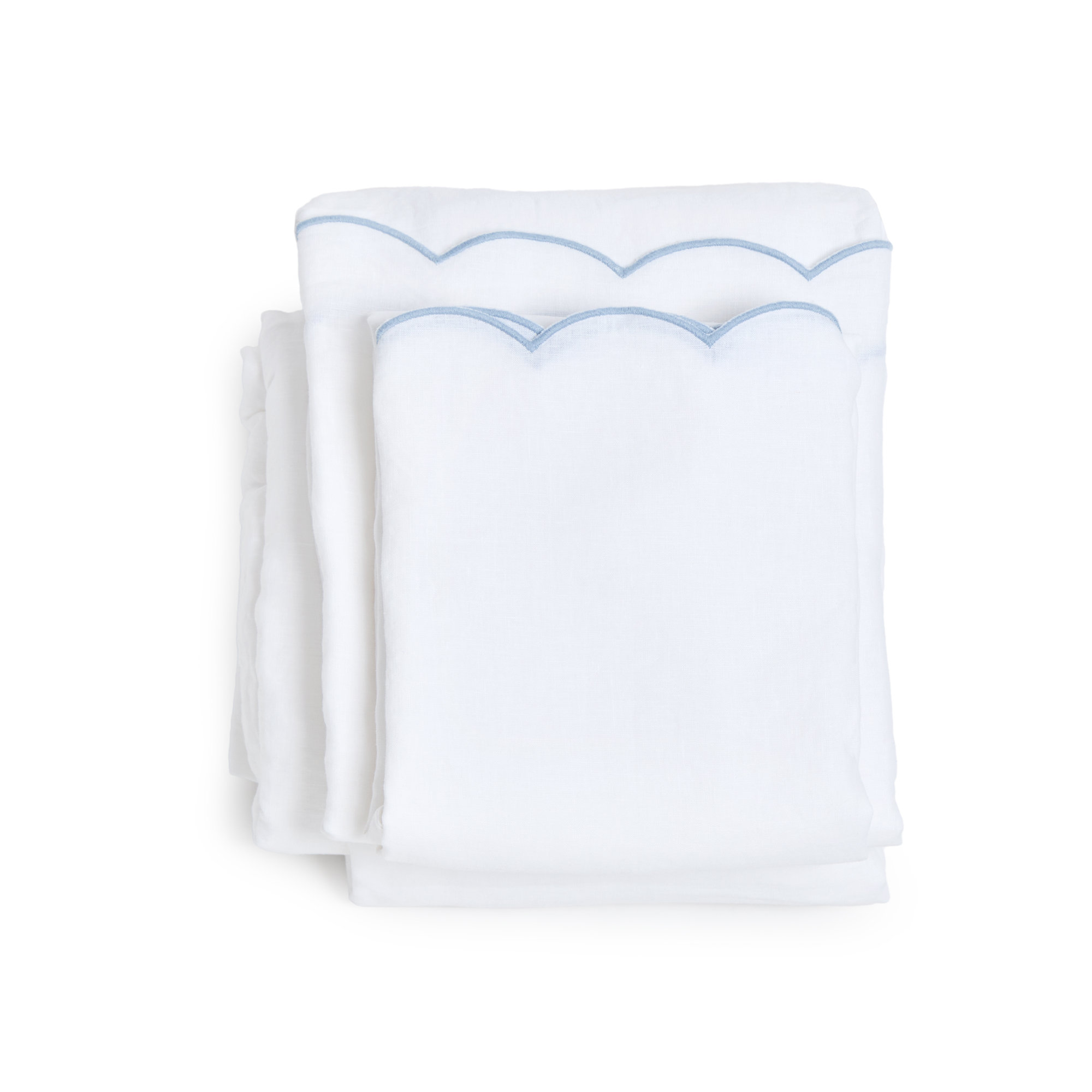Kelly Rayon From Bamboo Sheet Set, White/French Blue, CalKing Sheet + 2 Pillowcases