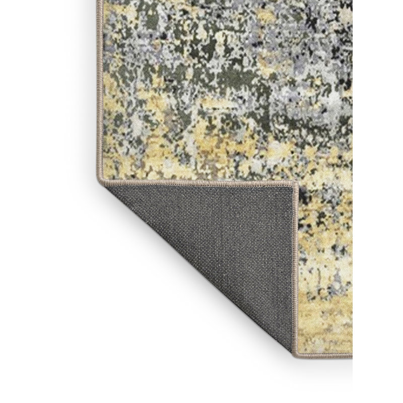 Tapis abstrait gris / bleu, Rectangle de 3 pi x 5 pi