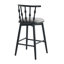 Tabouret de bar d'intérieur en bois Doria, finition noire avec revêtement gris, ensemble de 4