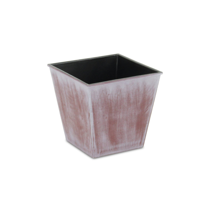 Pot à fleur rectangulaire d'intérieur et d'extérieur 5 po en plastique recyclé brun et ivoire