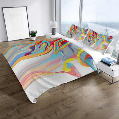 Blue/Red/Yellow Microfiber Duvet Cover Set