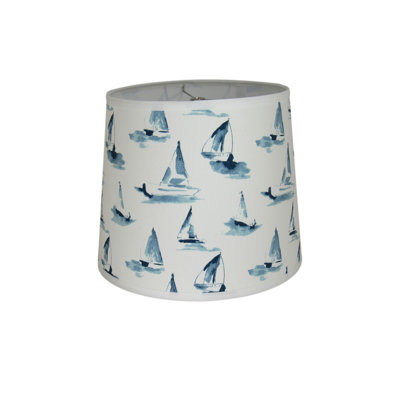 Abat-jour tambour en coton bleu
