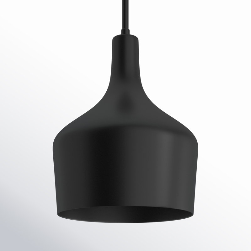 Venegas 1-Light Single Bell Pendant in Black, Black