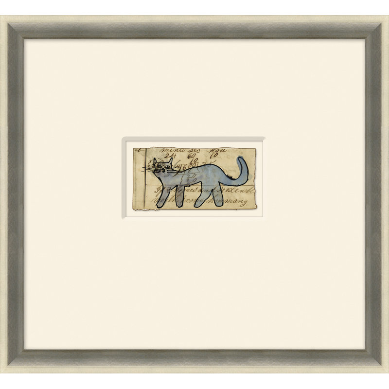 Blue Cat - Sm. Mennonite Ledger Drawing Print by Soicher Marin Archives