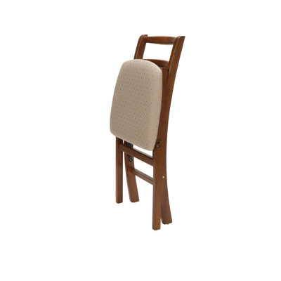 Stakmore Shaker Ladder Back Folding Chair, Fruitwood Frame with Blush Fabric