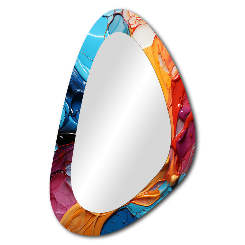 Symphonie abstraite orange sarcelle collage fractal - miroir asymétrique fractal
