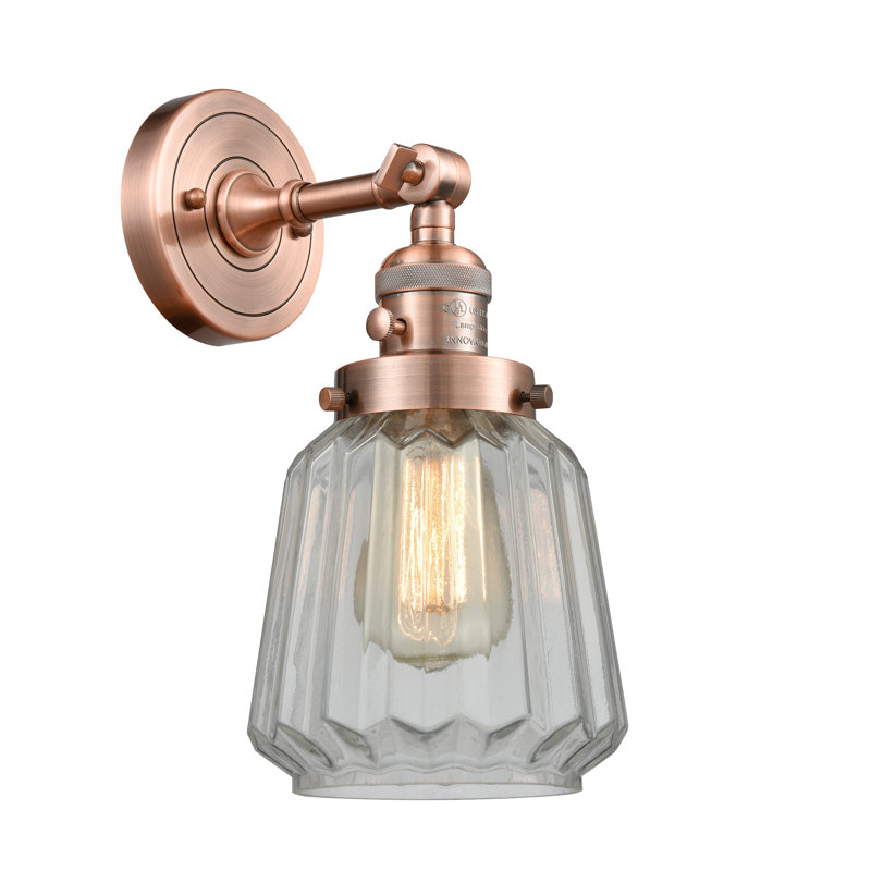 Vinson Armed Sconce, Clear, Incandescent, Antique Copper