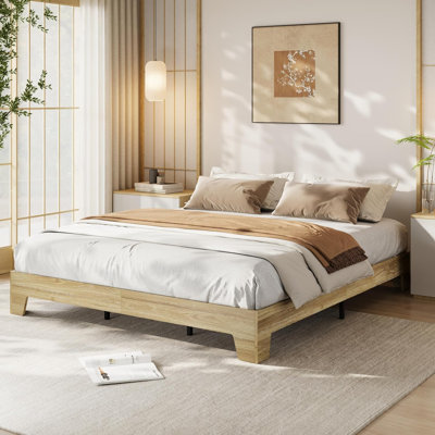 Structure de lit avec lattes en bois, structure de lit plateforme en bois, lit à profil bas, pas de sommier tapissier, silencieux, assemblage facile