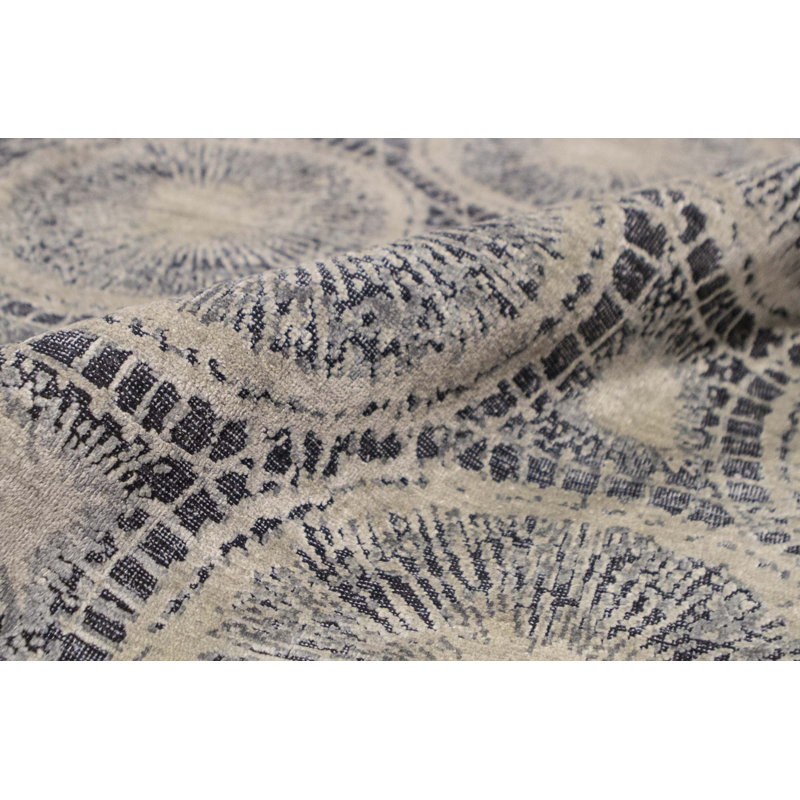 Hand-Knotted High-Quality Black and Ivory Area Rug
