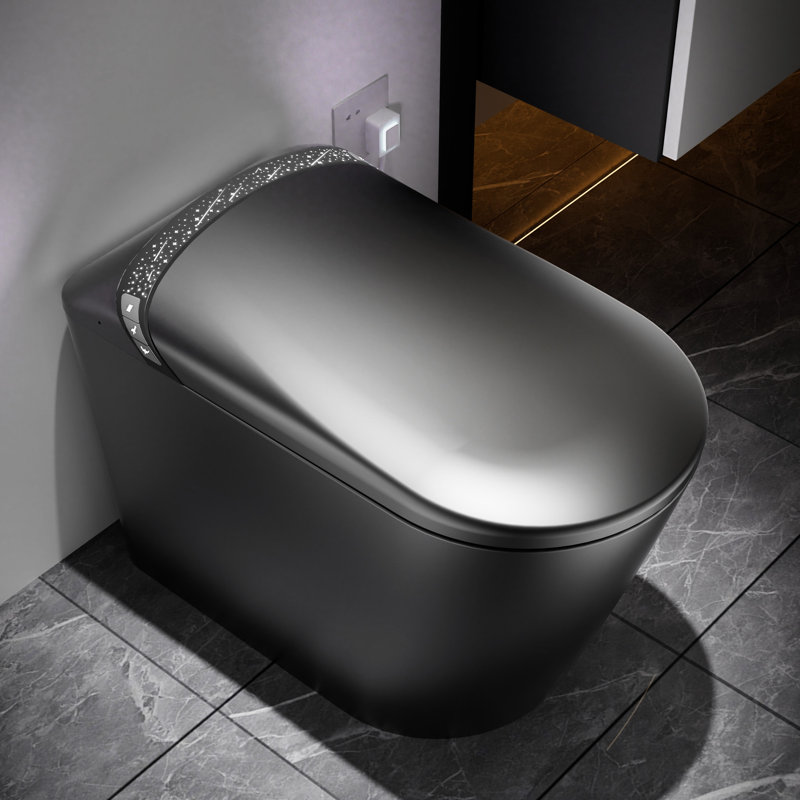 Toilette intelligente avec nuit étoilée et bidet intégré, conception de salle de bain moderne, ouverture / fermeture automatique du siège, capteur de pied pour chasse d'eau, affichage à DEL, système d'eau chaude, bidet avec affichage en temps réel gris mat