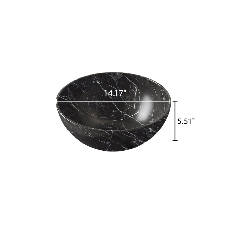Lavabo de salle de bain en céramique 14 "avec motif de pierre, sans robinet, noir mat 14"