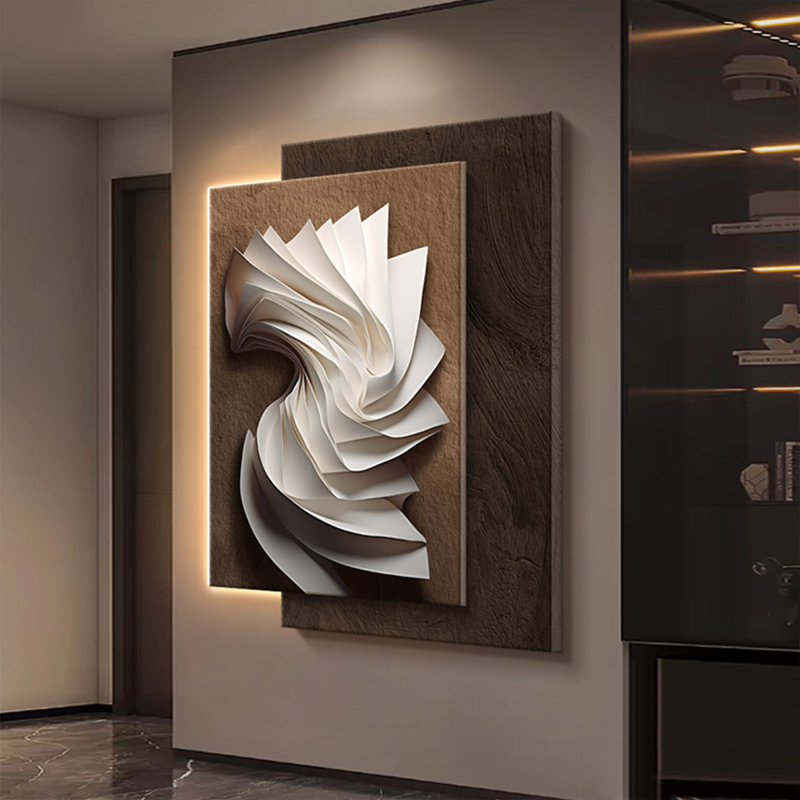Art mural italien en grès italien minimaliste 3D: décor sculptural de vestibule / canapé, H 47,24 po x l 31,89 po x P 1,57 po