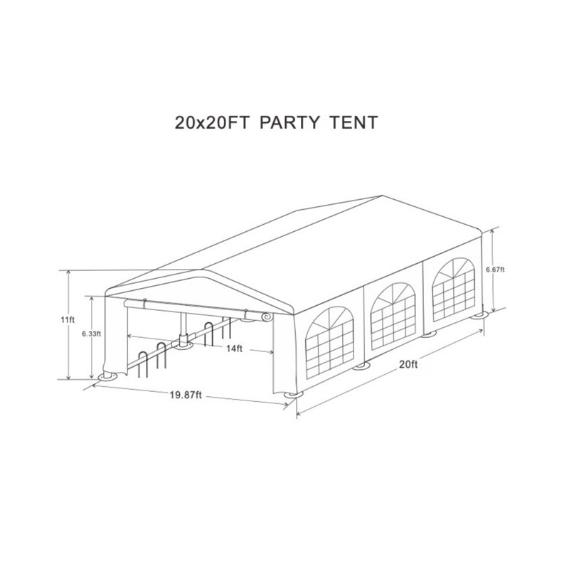 Tente de réception d'extérieur 20 x 20 pieds