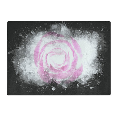 Tempered Glass Pink Lisianthus Flower Chopping Board