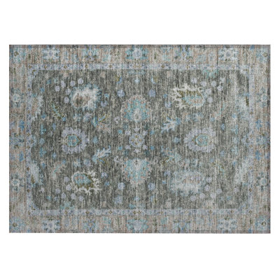 Machine Washable Indoor/Outdoor Xhevrie Fern Rug