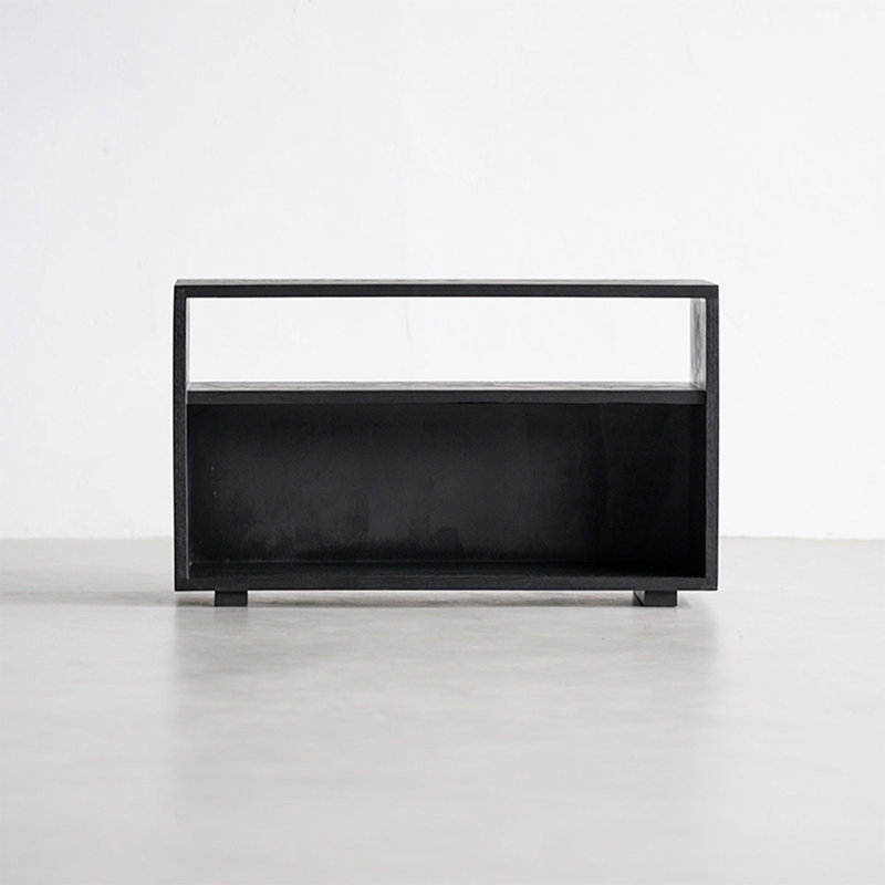 Solid + Manufactured Wood Rectangular End Table, Black