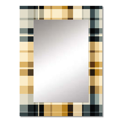 Black And Cream Plaid Sophistication - Plaid  Unique Wall Mirror, Scandinavian Mirror, Printed Metal Art