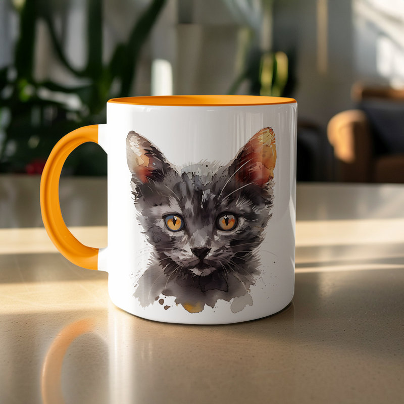 Ceramic Coffee Mug, Orange, 2