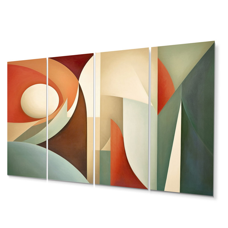 Visions symétriques orange-vertes 4 pièces