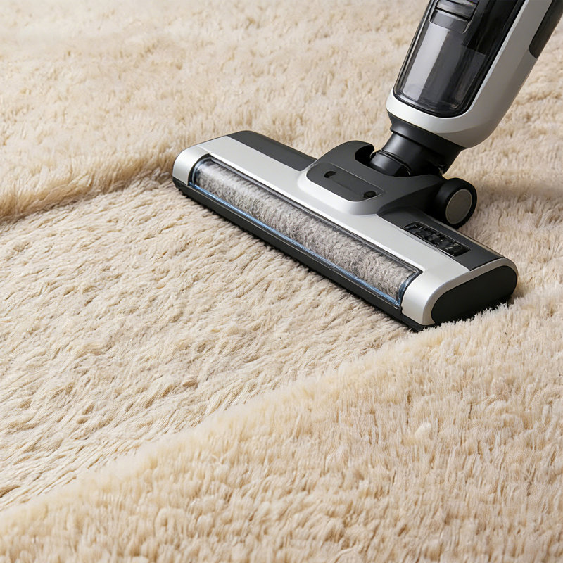 Soft Beige Plush Shag Rug, Warm Cozy Carpet for Living Room, Nursery and Dorm Room, Rectangle 4'12" x 8'