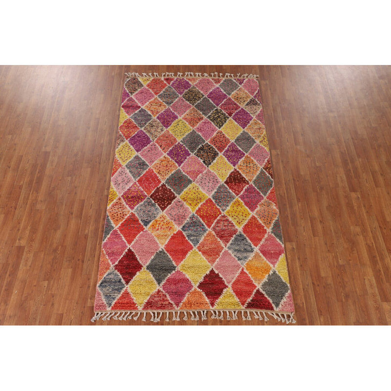 Tapis coloré marocain à motif treillis 5 x 9