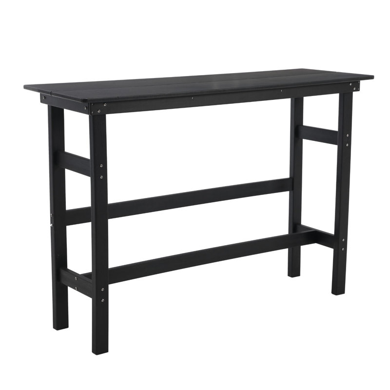 Table de bar d'extérieur rectangulaire à hauteur de comptoir PEHD, Noir
