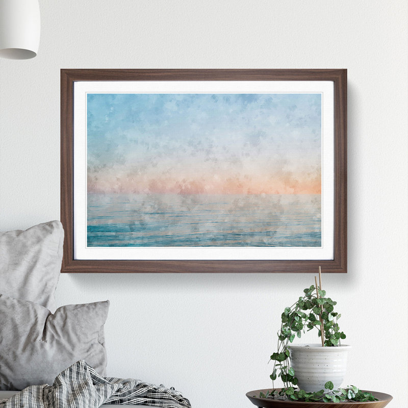 Ferring Beach - Picture Frame Painting, 36cm H x 48cm W x 2cm D, Walnut Framed