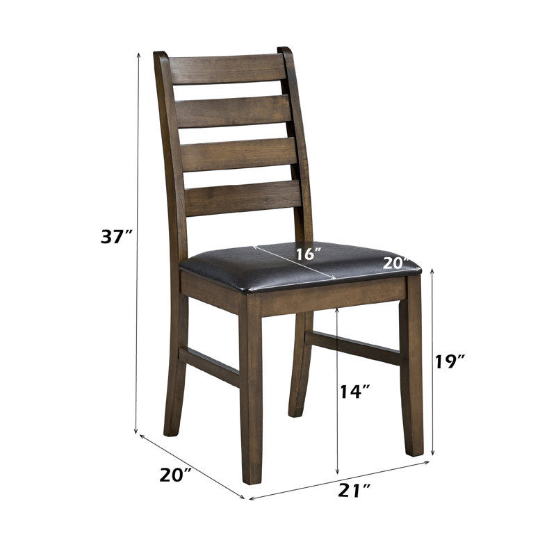 Damica Brown Synthetic Leather & Walnut Side Chair (Set Of 2)
