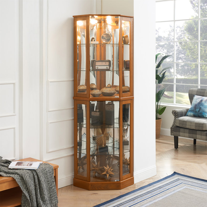 Vitrine de coin à 6 tablettes avec lumières