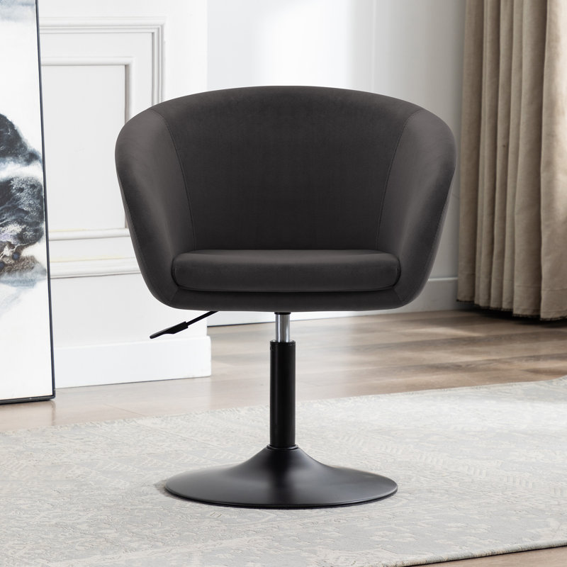 Velvet Swivel Barrel Chair, Dark Grey