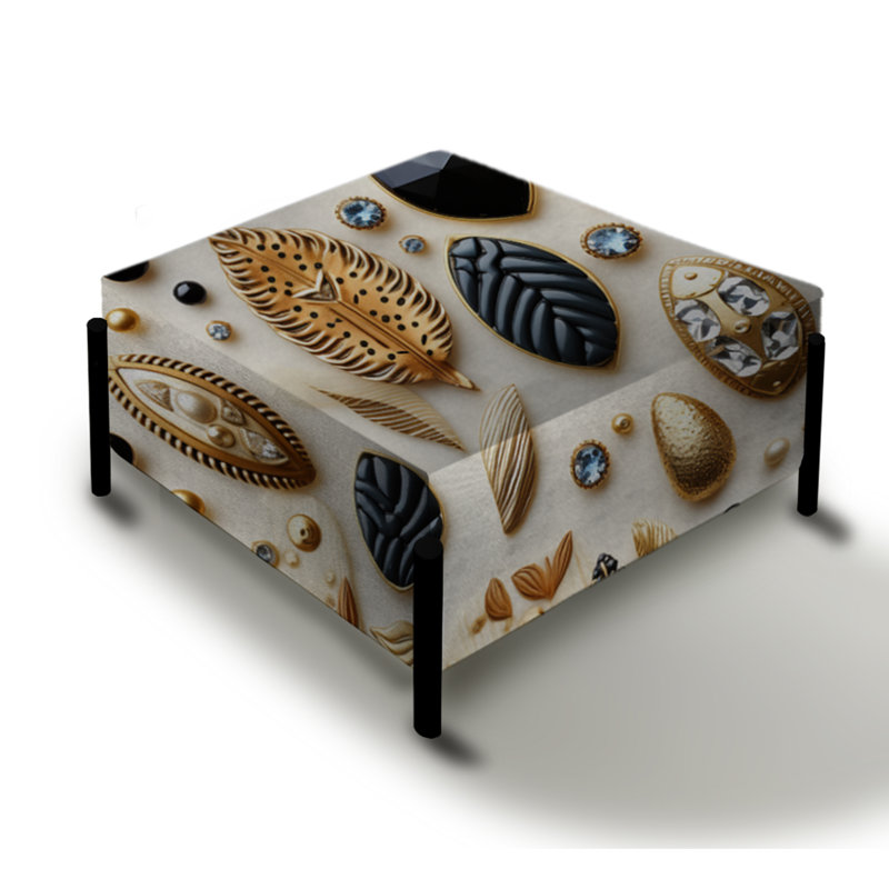 Boho Chic Botanical Stone I - Boho Large Square Ottoman