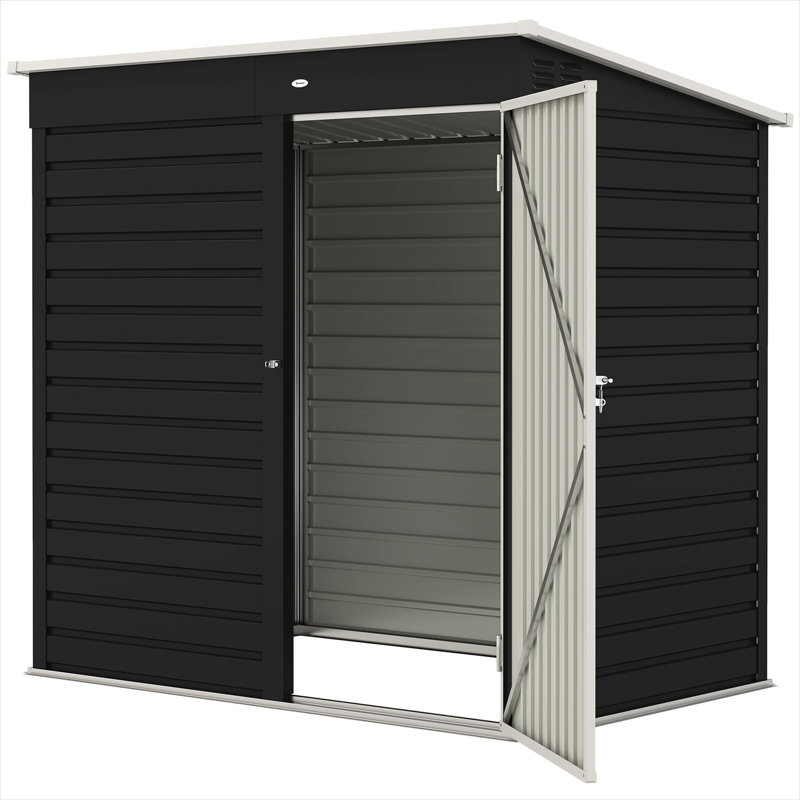 Remise de rangement en métal gris ardoise pour petits jardins, abri à outils extérieur 6 x 4 pi avec porte verrouillable