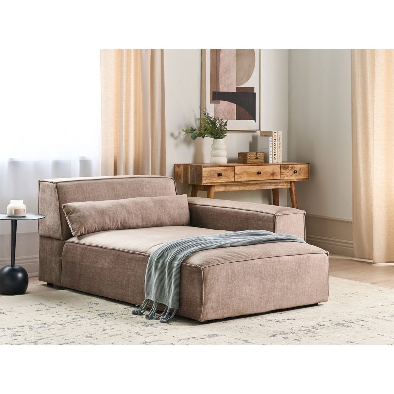 Netanya Upholstered Chaise Lounge, Right Hand Facing, Brown Fabric