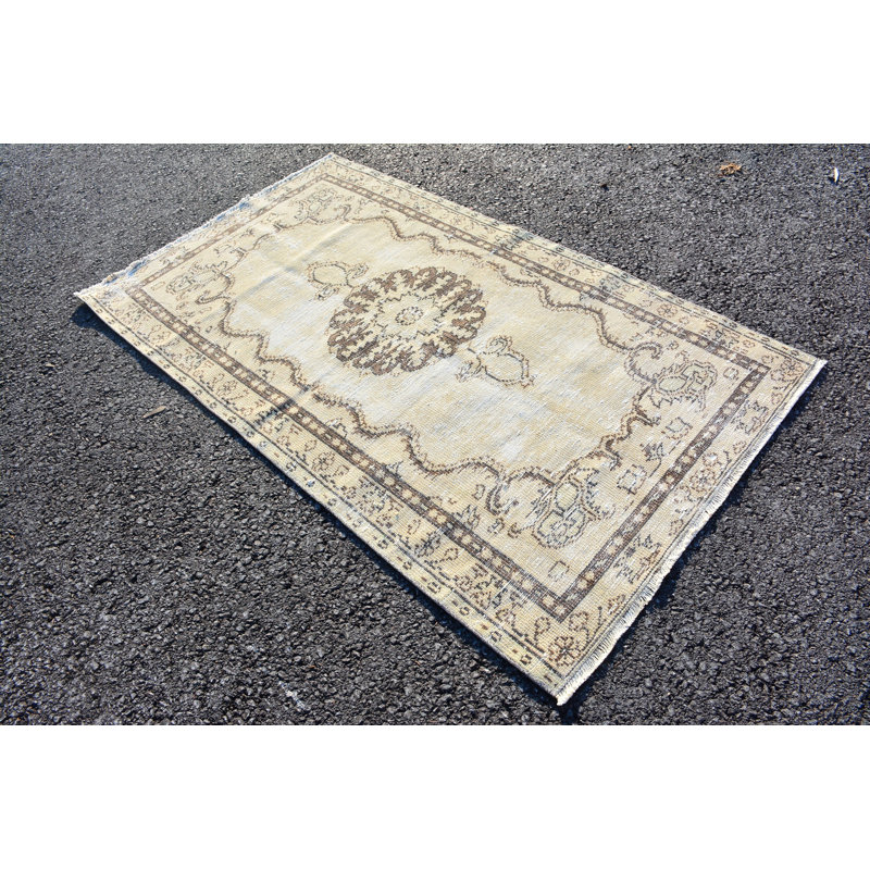 Tapis rétro, tapis marocain, tapis beige tissé à la main, tapis décoratifs 3,6 x 6,2 pi, tapis turc, tapis bohème